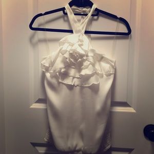 Beautiful Rose Detailed Silky Halter Top